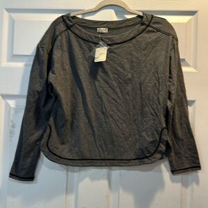 Nwt! Free People Intimately Gray Boat Neck Long Sleeve Top L